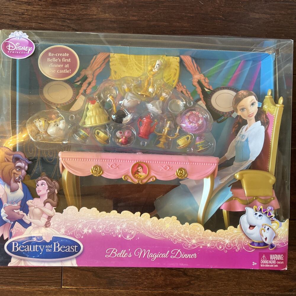 Disney Beauty & the Beast Belle’s Magical Dinner Playset 2009 Slight Box Damage